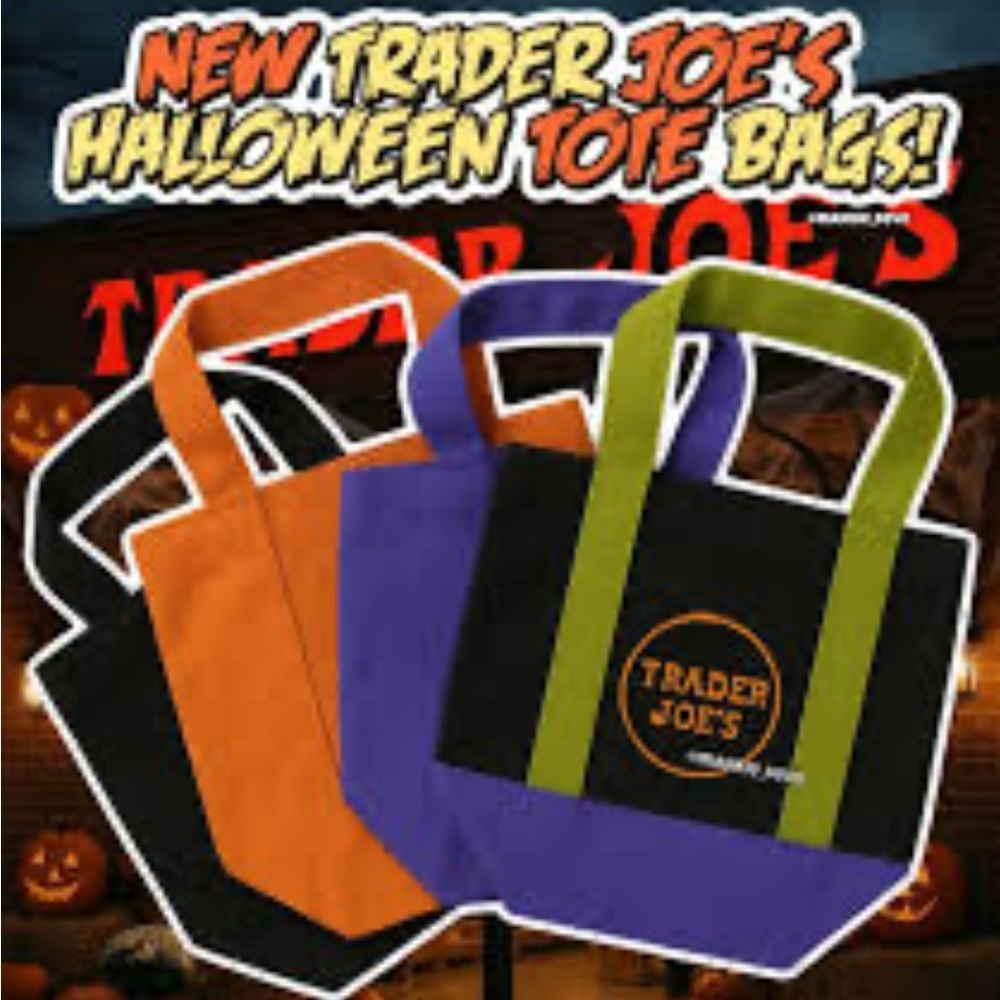 Trader Joe's Halloween Reusable Tote Bags SET OF 4 - NWT